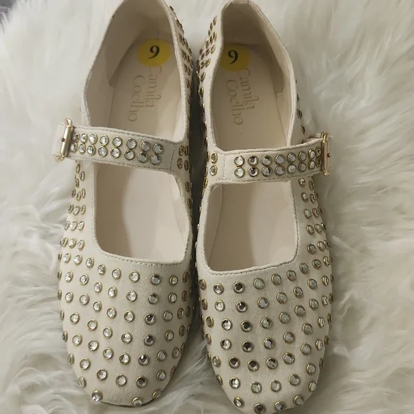 NWOT. Camila Coelho X Revolve Princess Mary Jane Flats Sz.9 - Picture 2 of 9